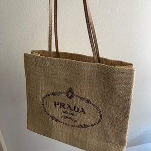 NEW Prada raffia beach tote